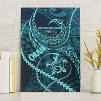 Chuuk Deep Into Truk Lagoon Canvas Wall Art Polynesian Tribal Pattern Wreck Diving Teal Ship Art TS04 Without Frame Blue Black - Polynesian Pride