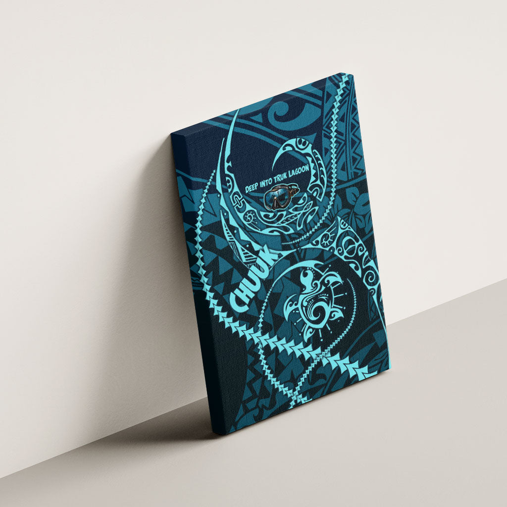 Chuuk Deep Into Truk Lagoon Canvas Wall Art Polynesian Tribal Pattern Wreck Diving Teal Ship Art TS04 - Polynesian Pride