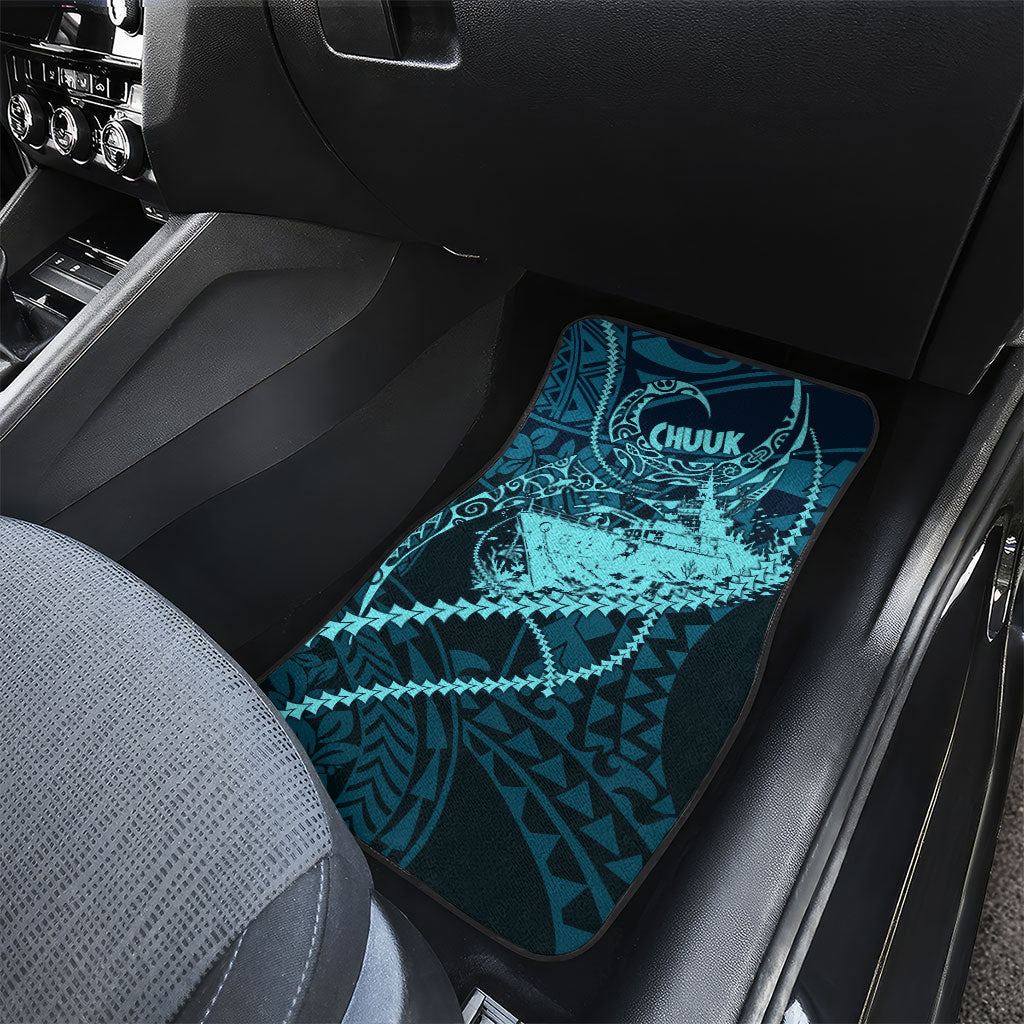 Chuuk Deep Into Truk Lagoon Car Mats Polynesian Tribal Pattern Wreck Diving Teal Ship Art TS04 - Polynesian Pride