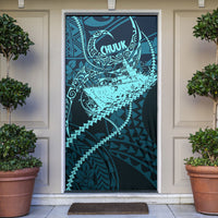 Chuuk Deep Into Truk Lagoon Door Cover Polynesian Tribal Pattern Wreck Diving Teal Ship Art TS04 Blue Black - Polynesian Pride