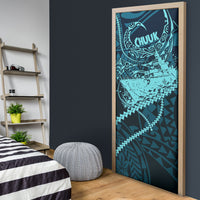 Chuuk Deep Into Truk Lagoon Door Cover Polynesian Tribal Pattern Wreck Diving Teal Ship Art TS04 - Polynesian Pride