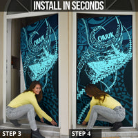Chuuk Deep Into Truk Lagoon Door Cover Polynesian Tribal Pattern Wreck Diving Teal Ship Art TS04 - Polynesian Pride