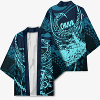 Chuuk Deep Into Truk Lagoon Kimono Polynesian Tribal Pattern Wreck Diving Teal Ship Art TS04 - Polynesian Pride