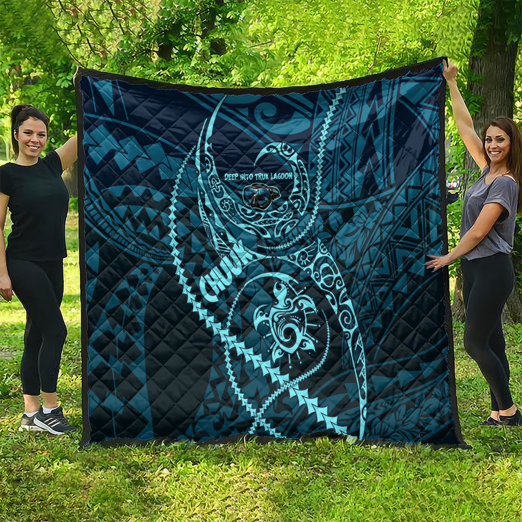 Chuuk Deep Into Truk Lagoon Quilt Polynesian Tribal Pattern Wreck Diving Teal Ship Art TS04 - Polynesian Pride