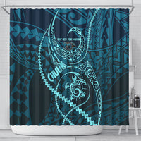 Chuuk Deep Into Truk Lagoon Shower Curtain Polynesian Tribal Pattern Wreck Diving Teal Ship Art TS04 - Polynesian Pride