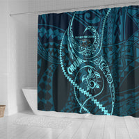 Chuuk Deep Into Truk Lagoon Shower Curtain Polynesian Tribal Pattern Wreck Diving Teal Ship Art TS04 - Polynesian Pride