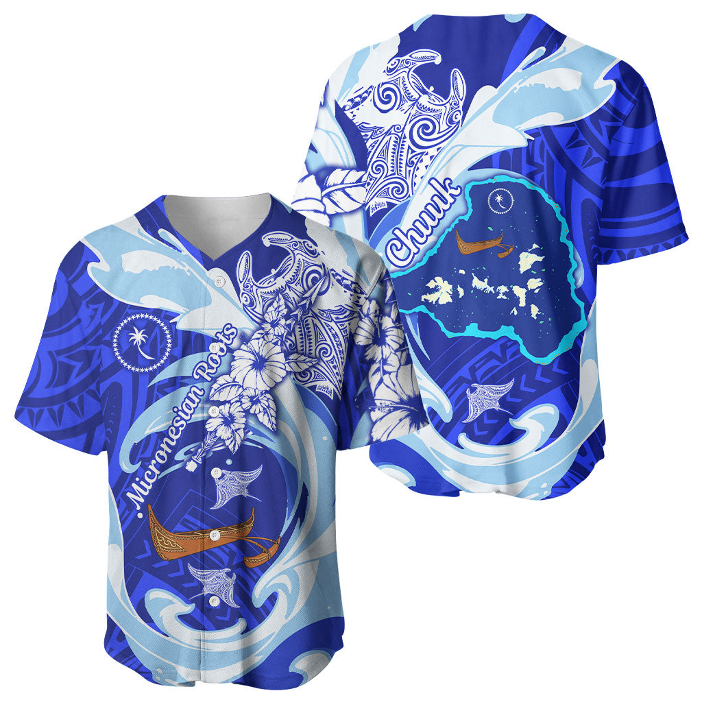 Chuuk Micronesian Roots Baseball Jersey Polynesian Tribal Pattern Hibiscus Flower And Stingray Art TS04 - Polynesian Pride