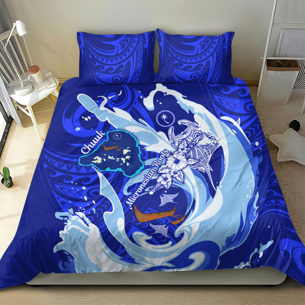 Chuuk Micronesian Roots Bedding Set Polynesian Tribal Pattern Hibiscus Flower And Stingray Art TS04 - Polynesian Pride