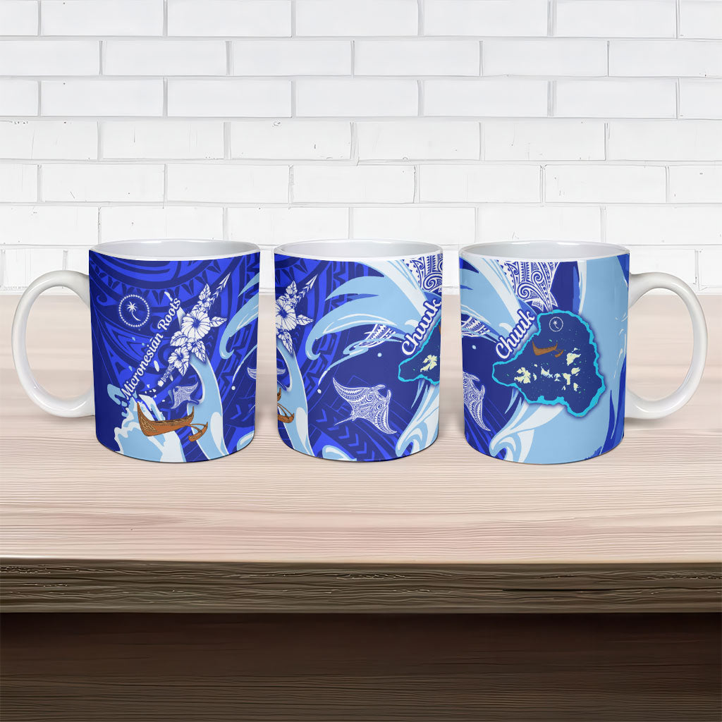 Chuuk Micronesian Roots Ceramic Mug Polynesian Tribal Pattern Hibiscus Flower And Stingray Art TS04 - Polynesian Pride