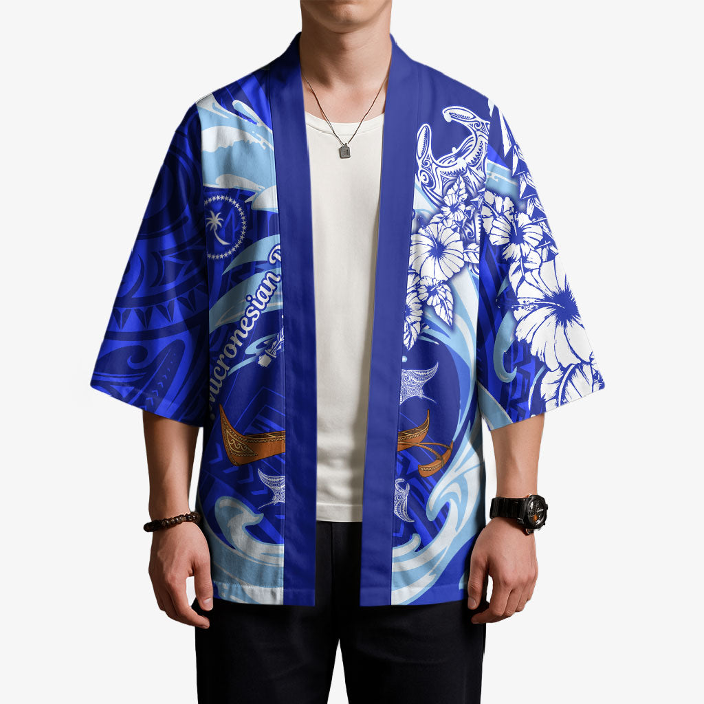 Chuuk Micronesian Roots Kimono Polynesian Tribal Pattern Hibiscus Flower And Stingray Art TS04 - Polynesian Pride