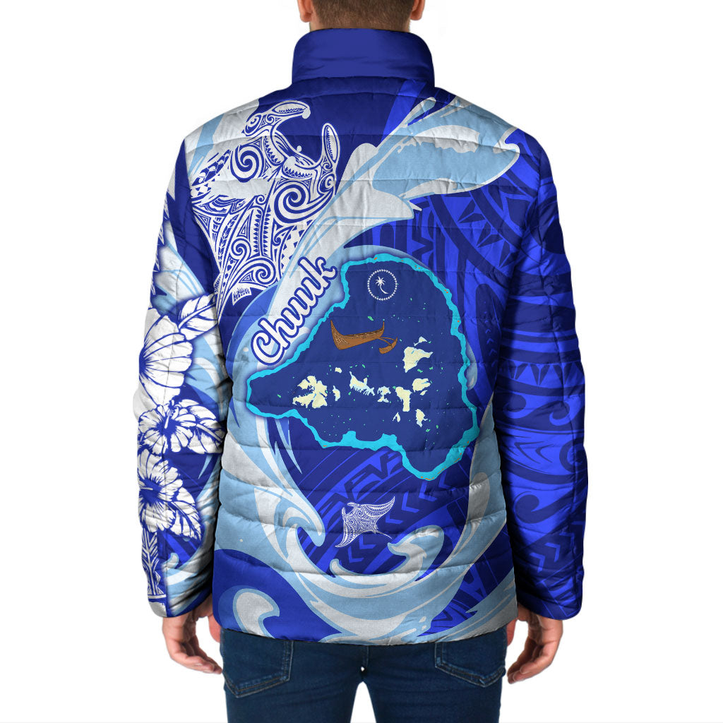 Chuuk Micronesian Roots Padded Jacket Polynesian Tribal Pattern Hibiscus Flower And Stingray Art TS04 - Polynesian Pride