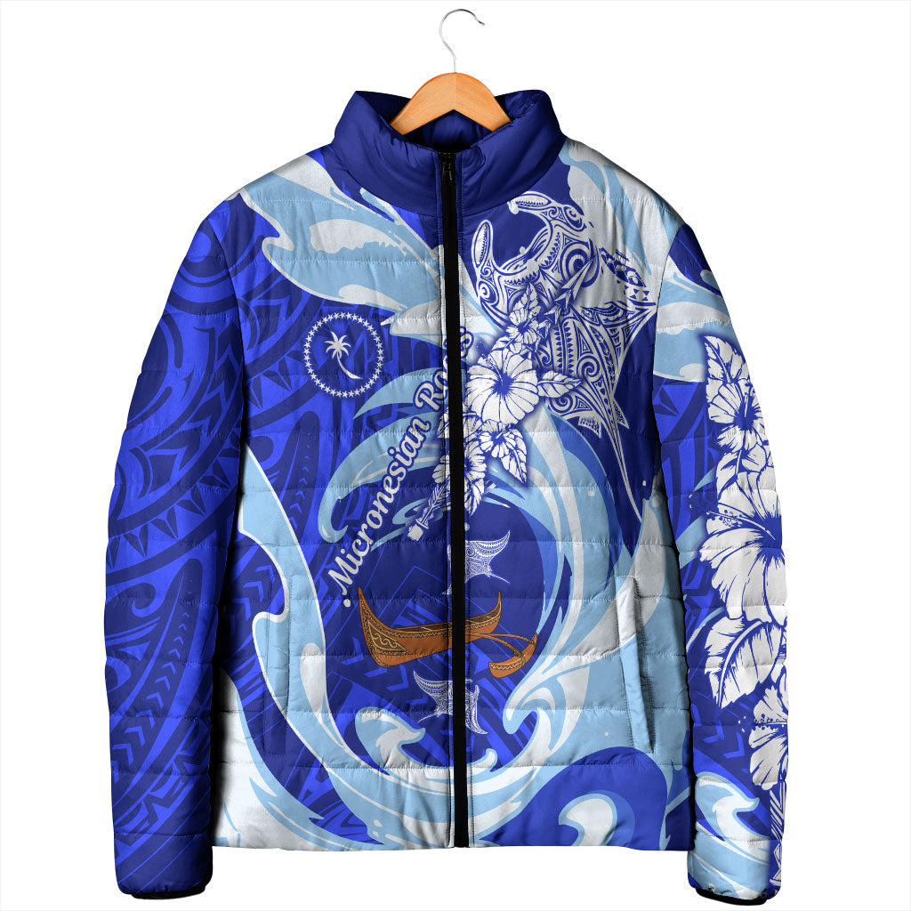 Chuuk Micronesian Roots Padded Jacket Polynesian Tribal Pattern Hibiscus Flower And Stingray Art TS04 - Polynesian Pride