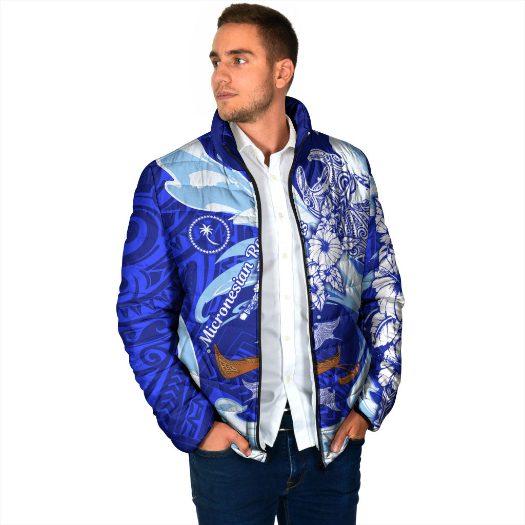 Chuuk Micronesian Roots Padded Jacket Polynesian Tribal Pattern Hibiscus Flower And Stingray Art TS04 - Polynesian Pride