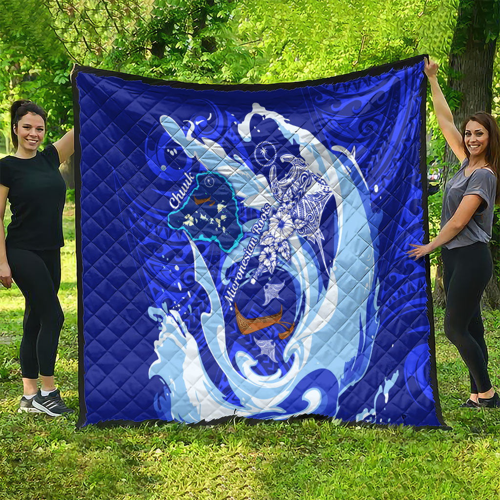 Chuuk Micronesian Roots Quilt Polynesian Tribal Pattern Hibiscus Flower And Stingray Art TS04 - Polynesian Pride