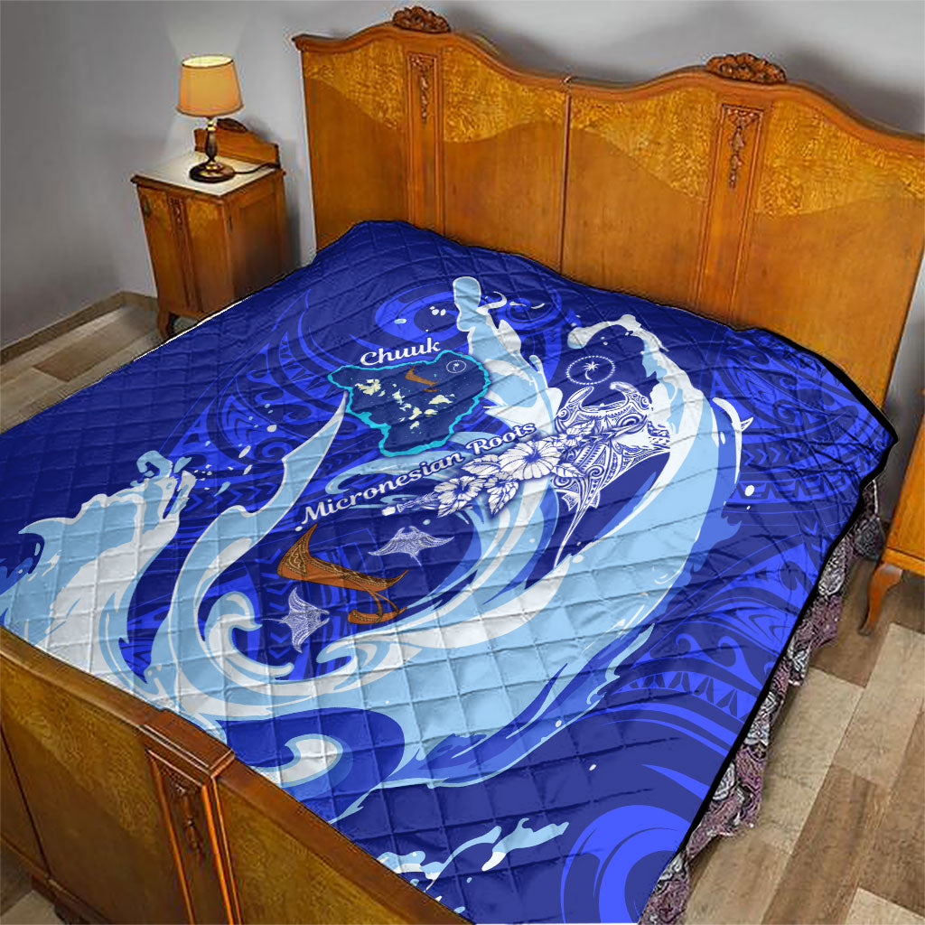 Chuuk Micronesian Roots Quilt Polynesian Tribal Pattern Hibiscus Flower And Stingray Art TS04 - Polynesian Pride