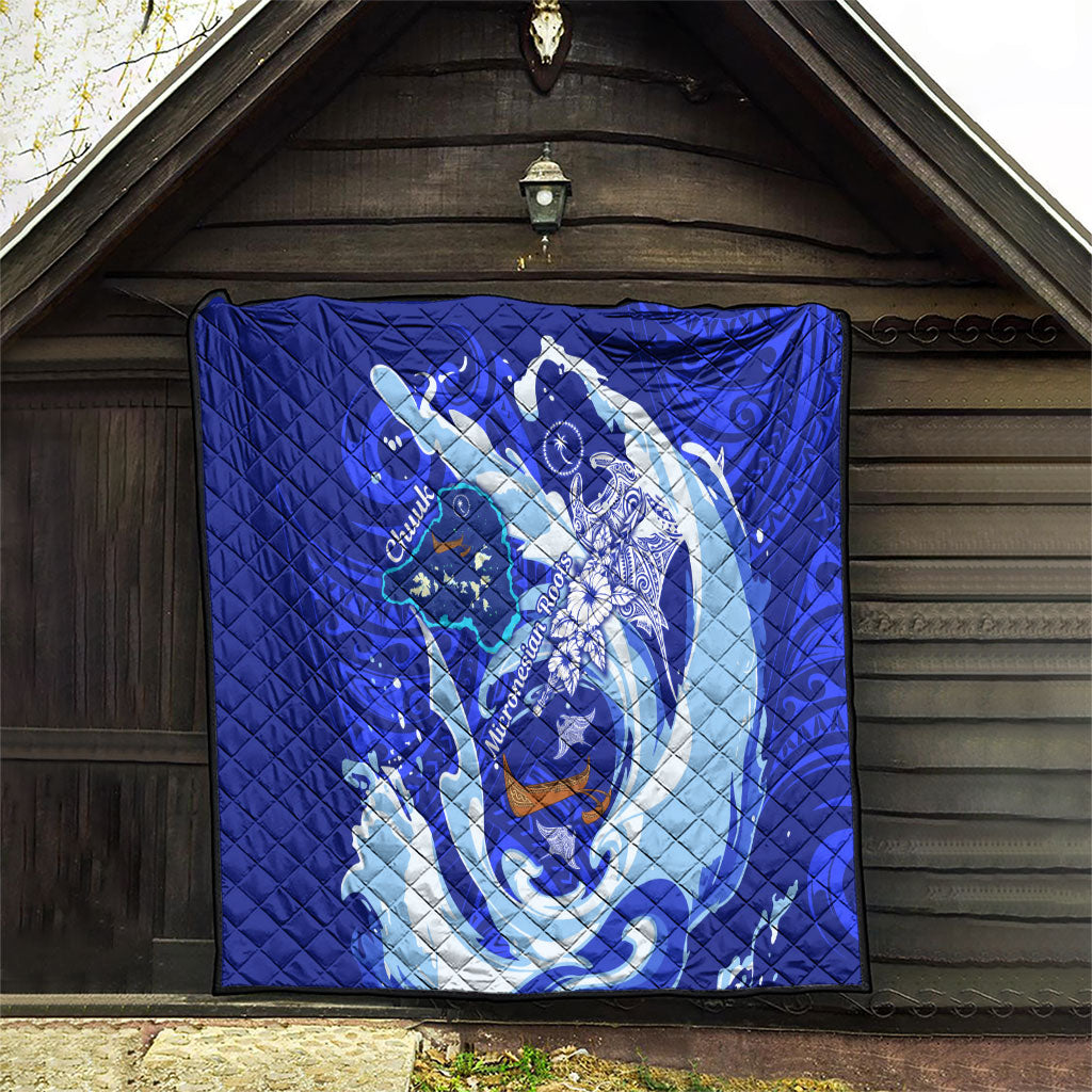 Chuuk Micronesian Roots Quilt Polynesian Tribal Pattern Hibiscus Flower And Stingray Art TS04 - Polynesian Pride