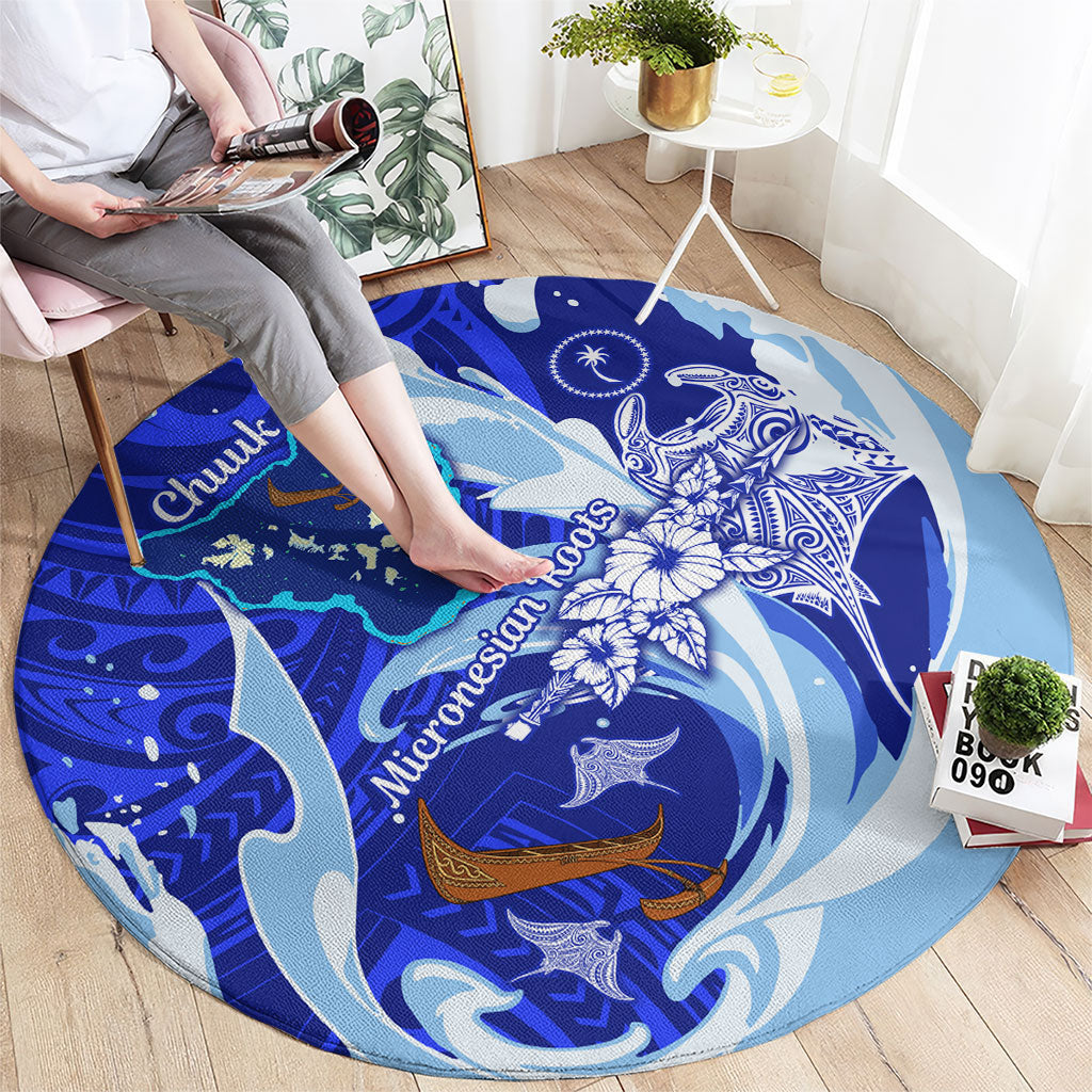Chuuk Micronesian Roots Round Carpet Polynesian Tribal Pattern Hibiscus Flower And Stingray Art TS04 - Polynesian Pride