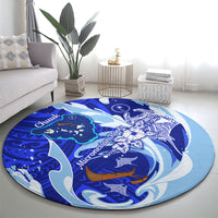 Chuuk Micronesian Roots Round Carpet Polynesian Tribal Pattern Hibiscus Flower And Stingray Art TS04 - Polynesian Pride