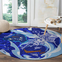 Chuuk Micronesian Roots Round Carpet Polynesian Tribal Pattern Hibiscus Flower And Stingray Art TS04 - Polynesian Pride