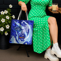 Chuuk Micronesian Roots Tote Bag Polynesian Tribal Pattern Hibiscus Flower And Stingray Art TS04 - Polynesian Pride