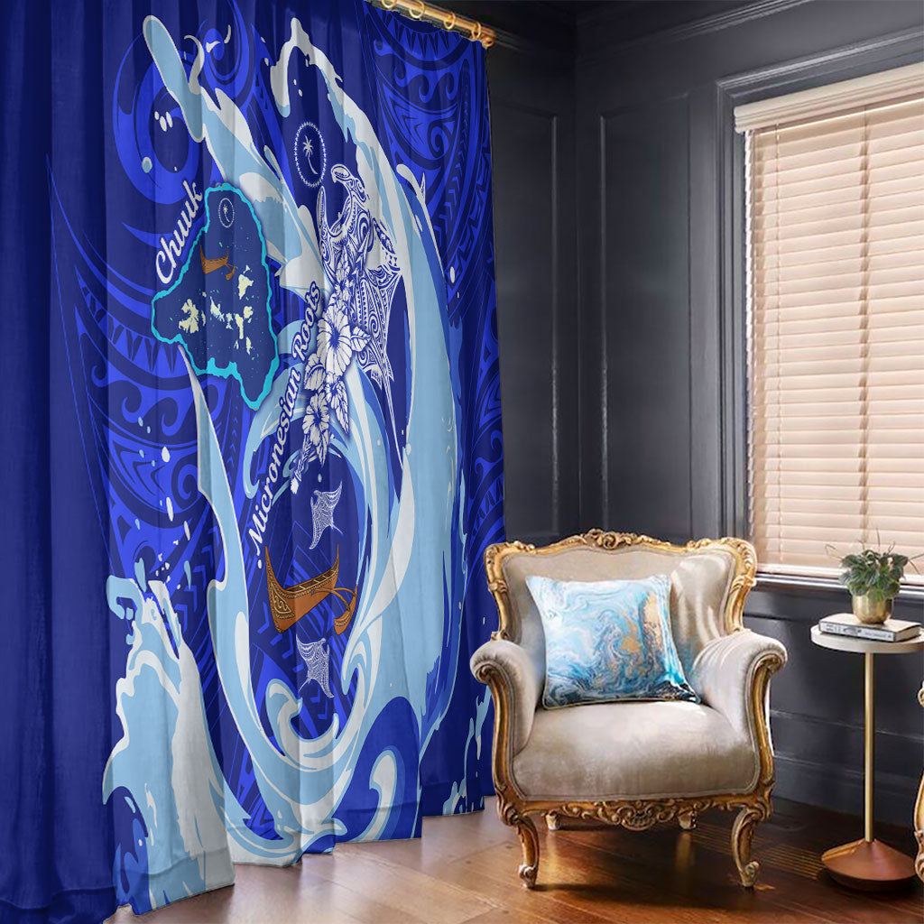 Chuuk Micronesian Roots Window Curtain Polynesian Tribal Pattern Hibiscus Flower And Stingray Art TS04 - Polynesian Pride