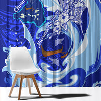 Chuuk Micronesian Roots Window Curtain Polynesian Tribal Pattern Hibiscus Flower And Stingray Art TS04 - Polynesian Pride