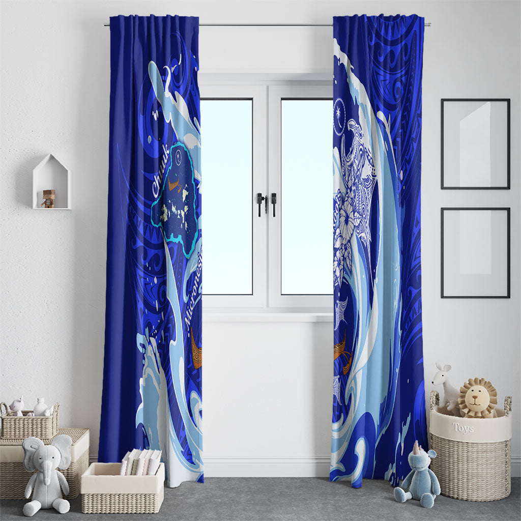 Chuuk Micronesian Roots Window Curtain Polynesian Tribal Pattern Hibiscus Flower And Stingray Art TS04 - Polynesian Pride