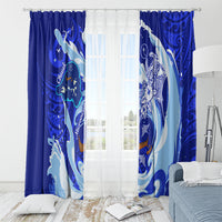 Chuuk Micronesian Roots Window Curtain Polynesian Tribal Pattern Hibiscus Flower And Stingray Art TS04 - Polynesian Pride