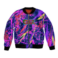 Chuuk Tropical Sunset Coordinates Bomber Jacket Neon Graffiti Polynesian Tribal TS04 Unisex Purple Pink - Polynesian Pride