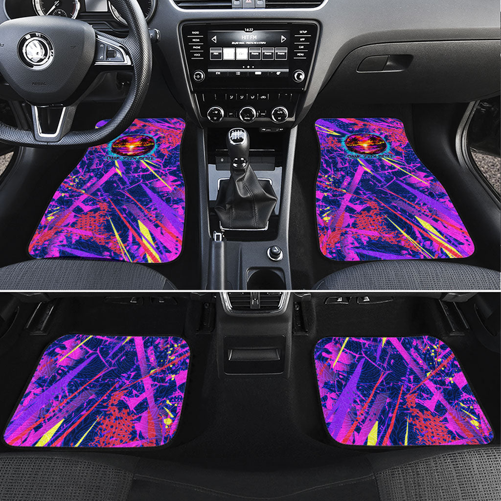 Chuuk Tropical Sunset Coordinates Car Mats Neon Graffiti Polynesian Tribal TS04 Set 4pcs Purple Pink - Polynesian Pride