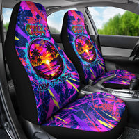 Chuuk Tropical Sunset Coordinates Car Seat Cover Neon Graffiti Polynesian Tribal TS04 - Polynesian Pride