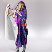 Chuuk Tropical Sunset Coordinates Hooded Blanket Neon Graffiti Polynesian Tribal TS04 - Polynesian Pride