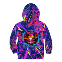 Chuuk Tropical Sunset Coordinates Kid Hoodie Neon Graffiti Polynesian Tribal TS04 - Polynesian Pride