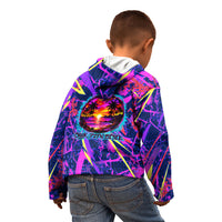 Chuuk Tropical Sunset Coordinates Kid Hoodie Neon Graffiti Polynesian Tribal TS04 - Polynesian Pride