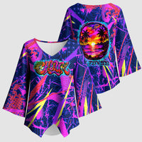 Chuuk Tropical Sunset Coordinates Kimono Sleeve Blouse Neon Graffiti Polynesian Tribal TS04 - Polynesian Pride
