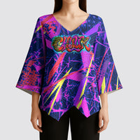 Chuuk Tropical Sunset Coordinates Kimono Sleeve Blouse Neon Graffiti Polynesian Tribal TS04 - Polynesian Pride
