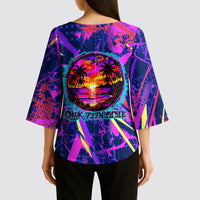 Chuuk Tropical Sunset Coordinates Kimono Sleeve Blouse Neon Graffiti Polynesian Tribal TS04 - Polynesian Pride