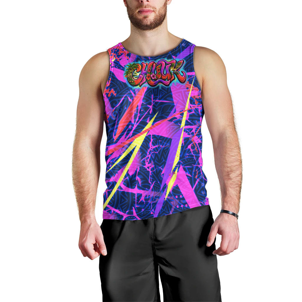 Chuuk Tropical Sunset Coordinates Men Tank Top Neon Graffiti Polynesian Tribal TS04 - Polynesian Pride