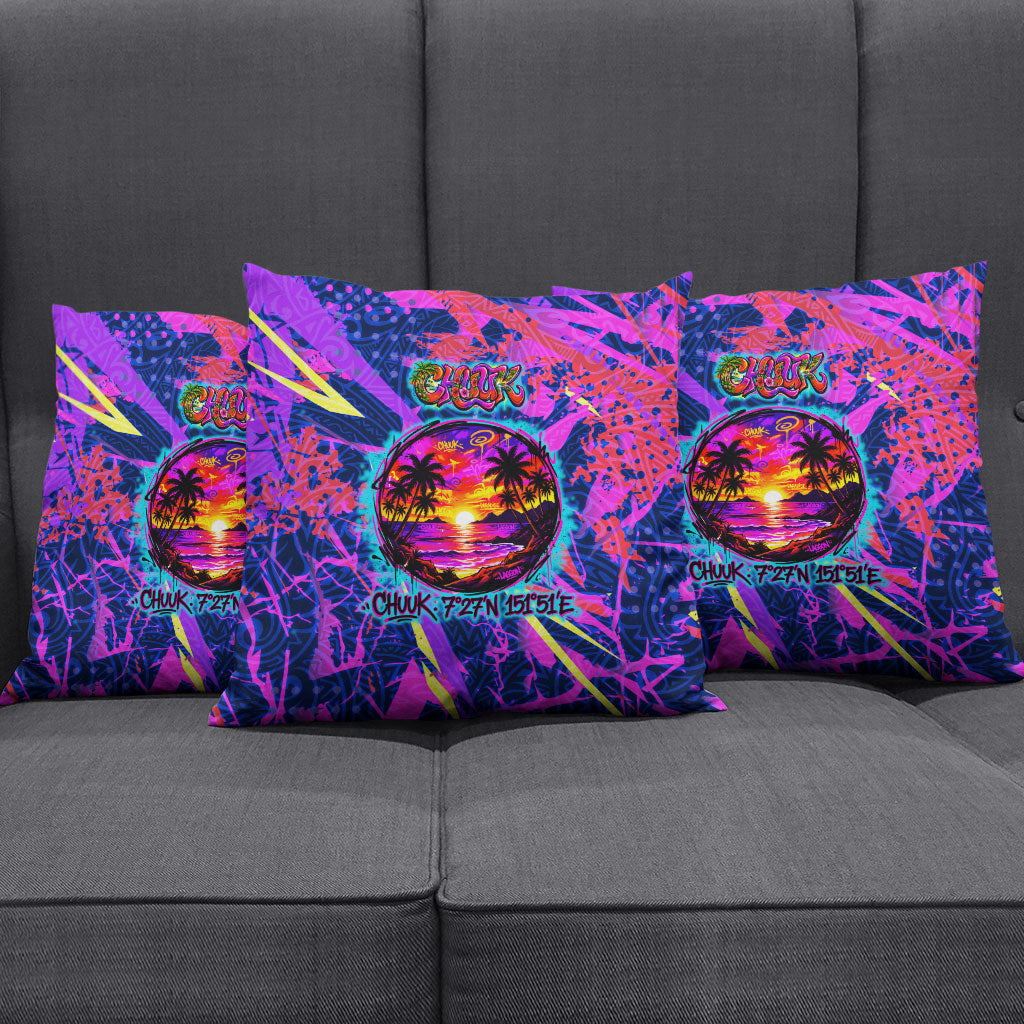 Chuuk Tropical Sunset Coordinates Pillow Cover Neon Graffiti Polynesian Tribal TS04 - Polynesian Pride