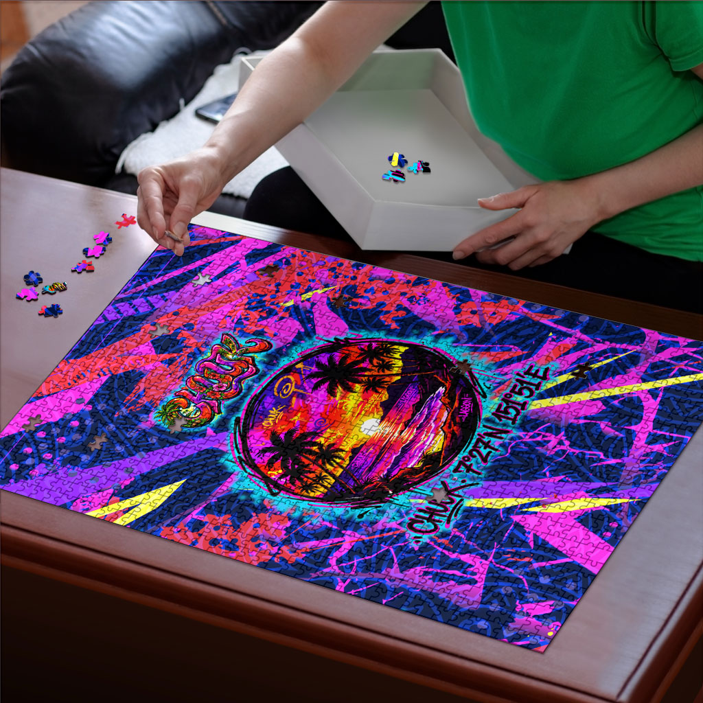 Chuuk Tropical Sunset Coordinates Puzzle Neon Graffiti Polynesian Tribal TS04 - Polynesian Pride