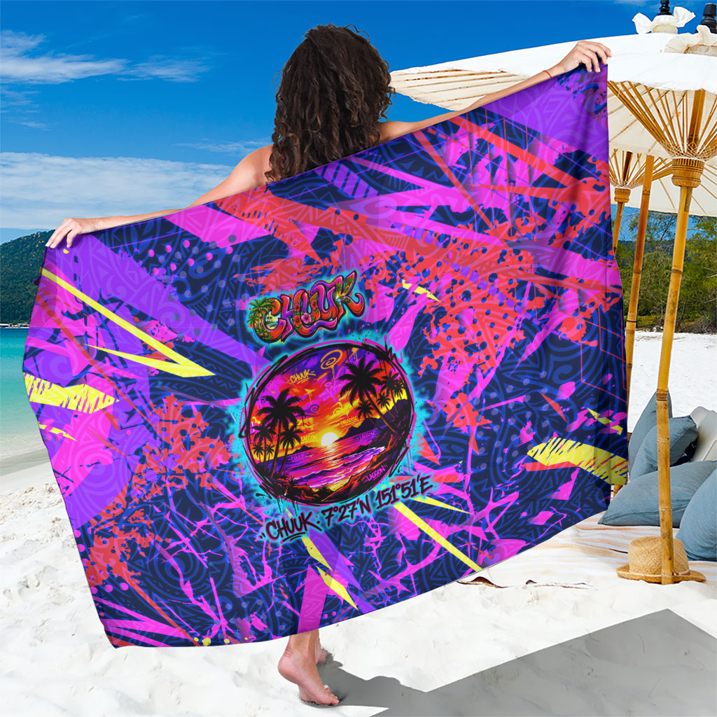 Chuuk Tropical Sunset Coordinates Sarong Neon Graffiti Polynesian Tribal TS04 One Size 44 x 66 inches Purple Pink - Polynesian Pride