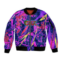 Chuuk Tropical Sunset Coordinates Sleeve Zip Bomber Jacket Neon Graffiti Polynesian Tribal TS04 Unisex Purple Pink - Polynesian Pride