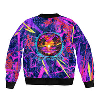Chuuk Tropical Sunset Coordinates Sleeve Zip Bomber Jacket Neon Graffiti Polynesian Tribal TS04 - Polynesian Pride