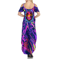 Chuuk Tropical Sunset Coordinates Summer Maxi Dress Neon Graffiti Polynesian Tribal TS04 - Polynesian Pride