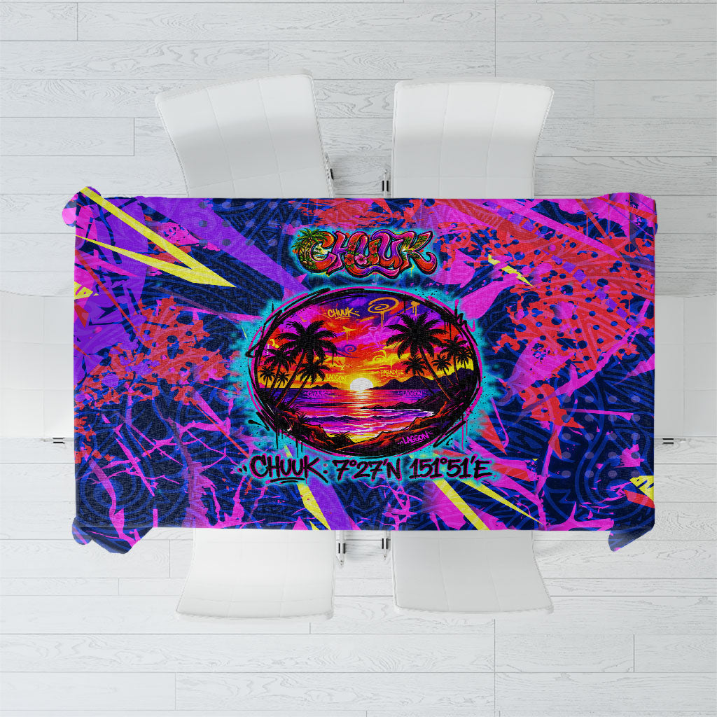 Chuuk Tropical Sunset Coordinates Tablecloth Neon Graffiti Polynesian Tribal TS04 Purple Pink - Polynesian Pride