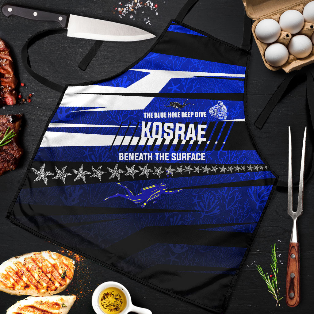 Kosrae Deep Sea Scuba Diving Apron Blue Hole Beneath The Surface Coral Reef Graphic Art TS04 Blue Black - Polynesian Pride