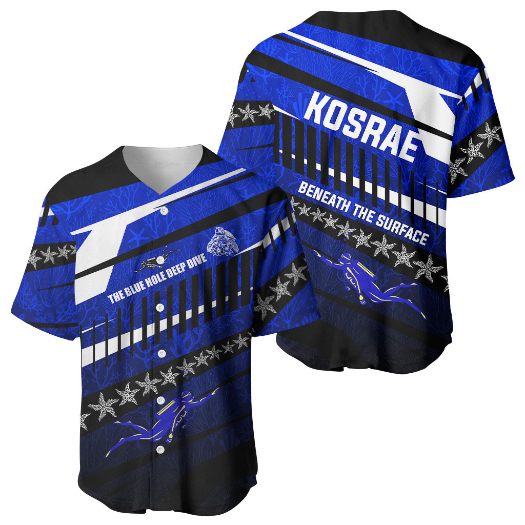 Kosrae Deep Sea Scuba Diving Baseball Jersey Blue Hole Beneath The Surface Coral Reef Graphic Art TS04 - Polynesian Pride