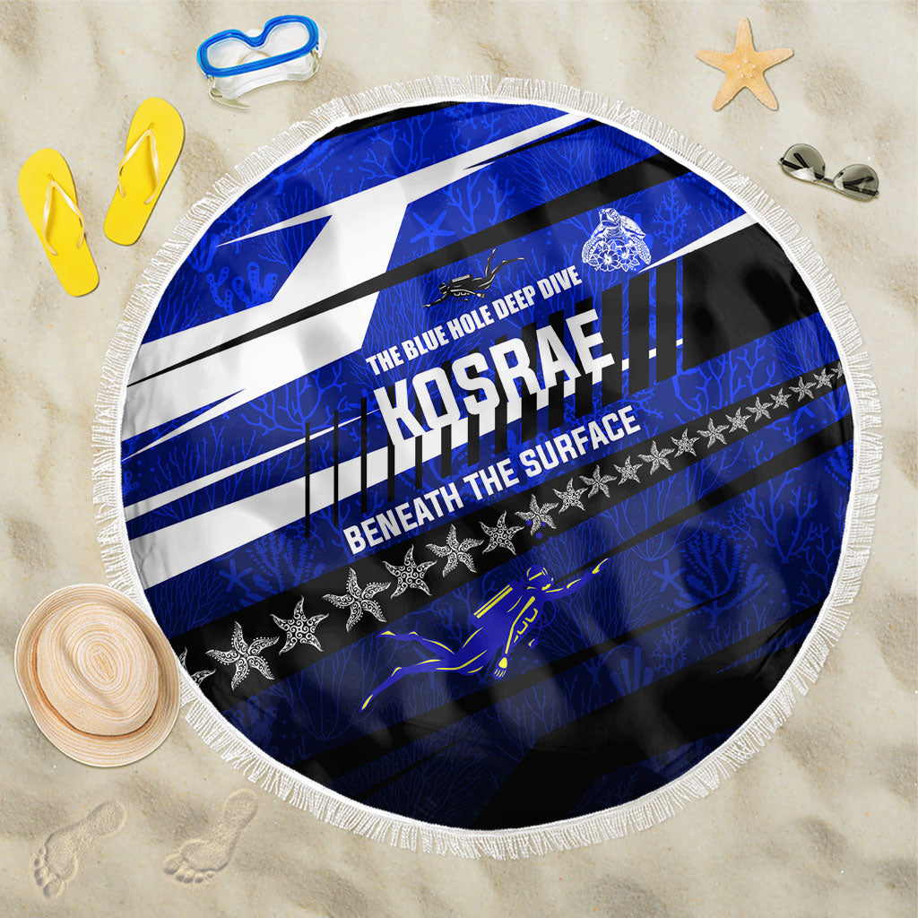 Kosrae Deep Sea Scuba Diving Beach Blanket Blue Hole Beneath The Surface Coral Reef Graphic Art TS04 One Size 150cm Blue Black - Polynesian Pride
