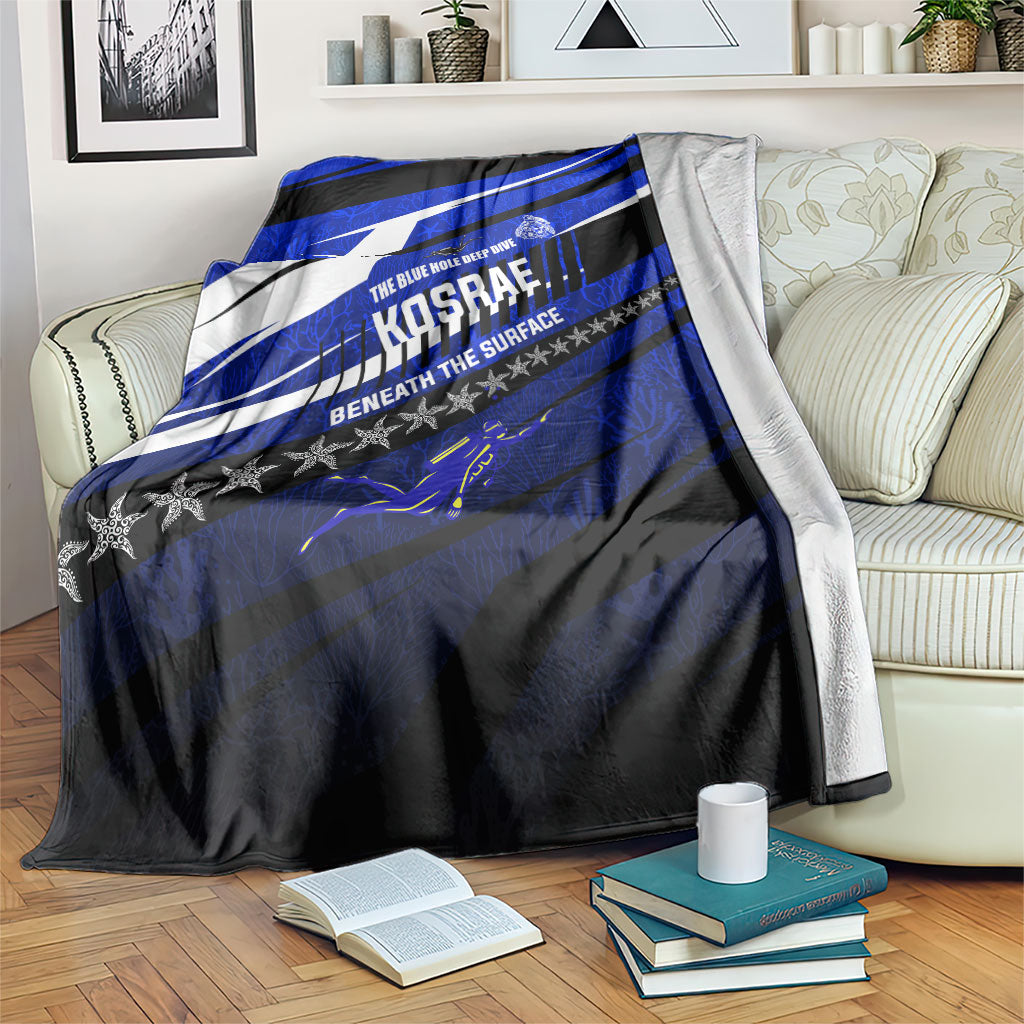 Kosrae Deep Sea Scuba Diving Blanket Blue Hole Beneath The Surface Coral Reef Graphic Art TS04 Blue Black - Polynesian Pride
