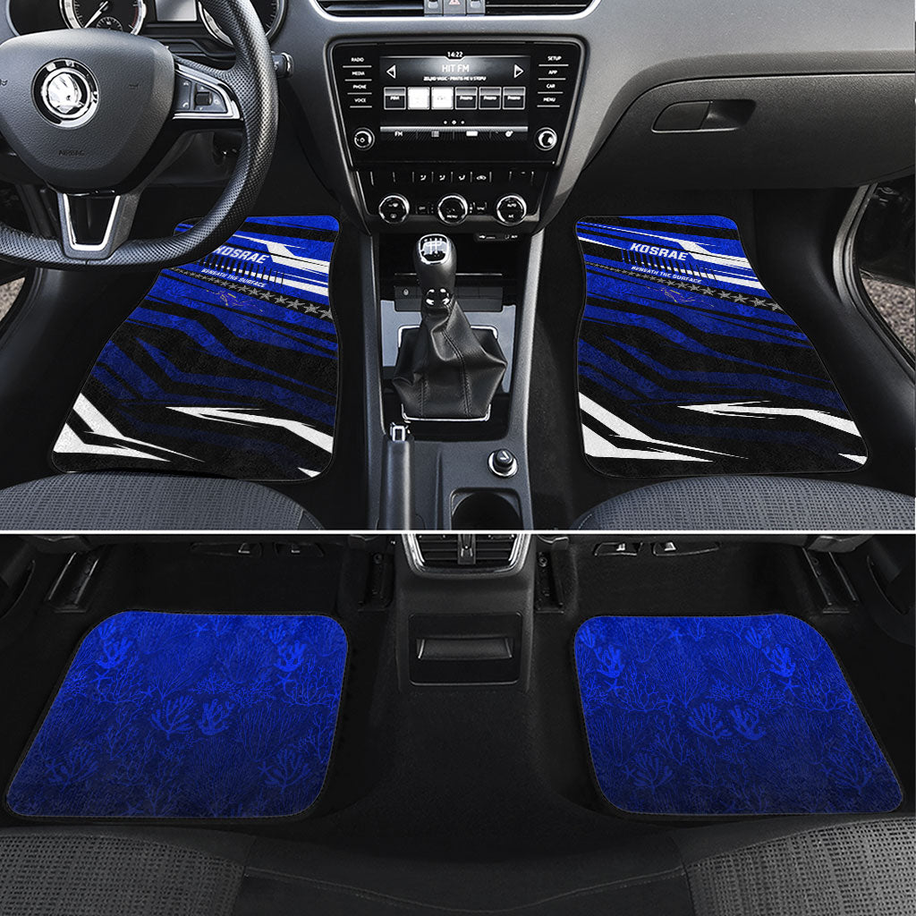Kosrae Deep Sea Scuba Diving Car Mats Blue Hole Beneath The Surface Coral Reef Graphic Art TS04 Set 4pcs Blue Black - Polynesian Pride